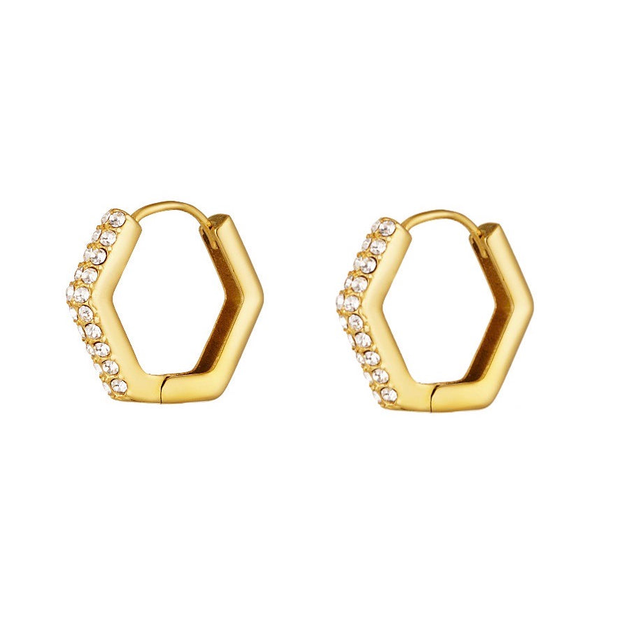 Geometric hoops gold