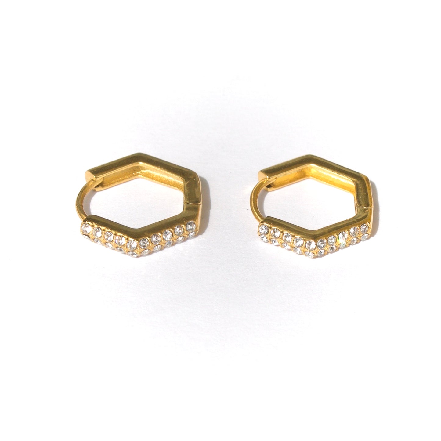 Geometric hoops gold