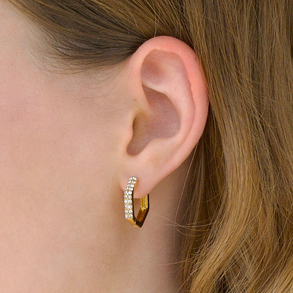 Geometric hoops gold