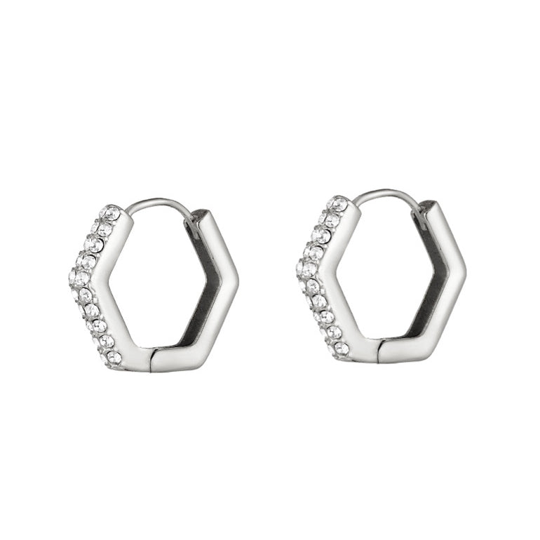 Geometric hoops silver