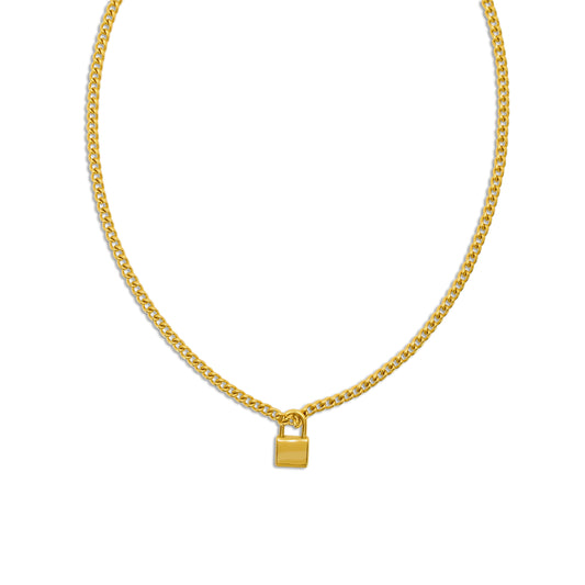 Lock necklace gold