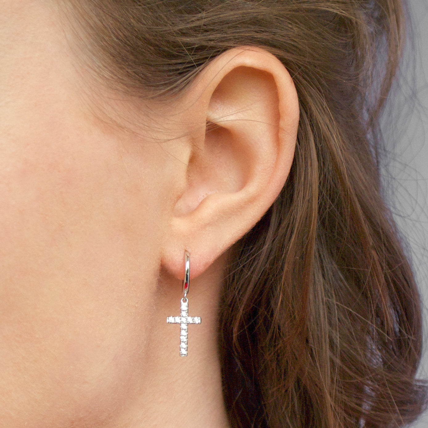 Cross hoops silver