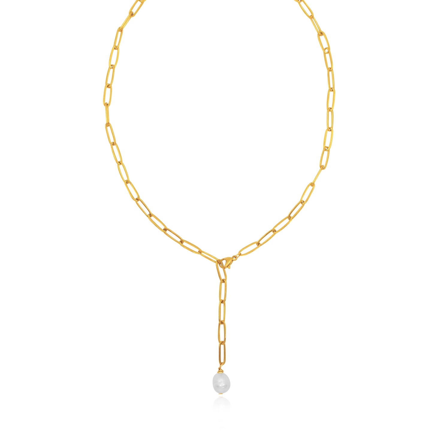 Y-Pearl necklace gold