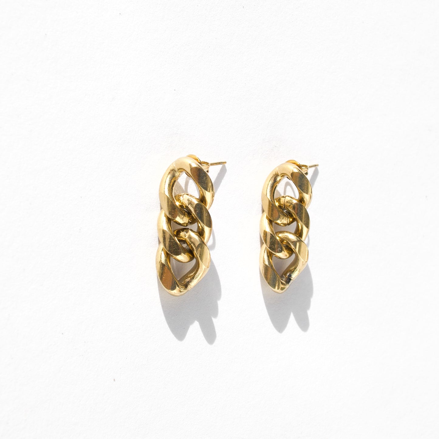 Cuban chain earrings gold