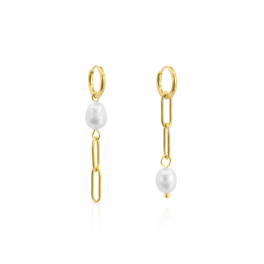 Pearl hoops gold