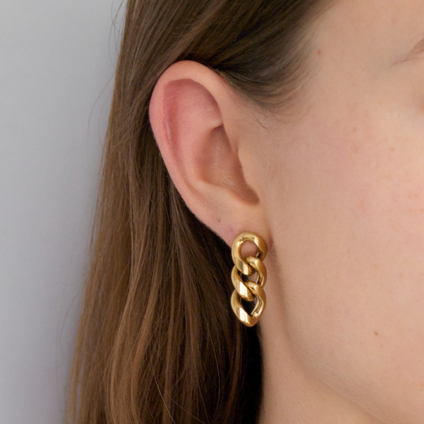 Cuban chain earrings gold