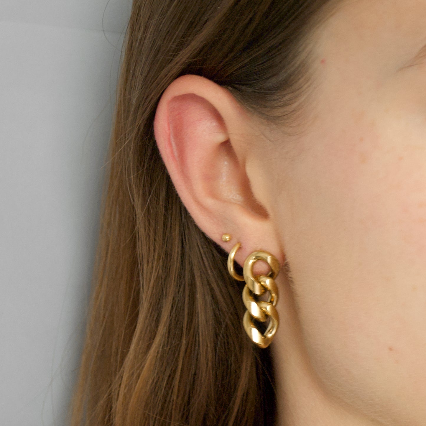 Cuban chain earrings gold