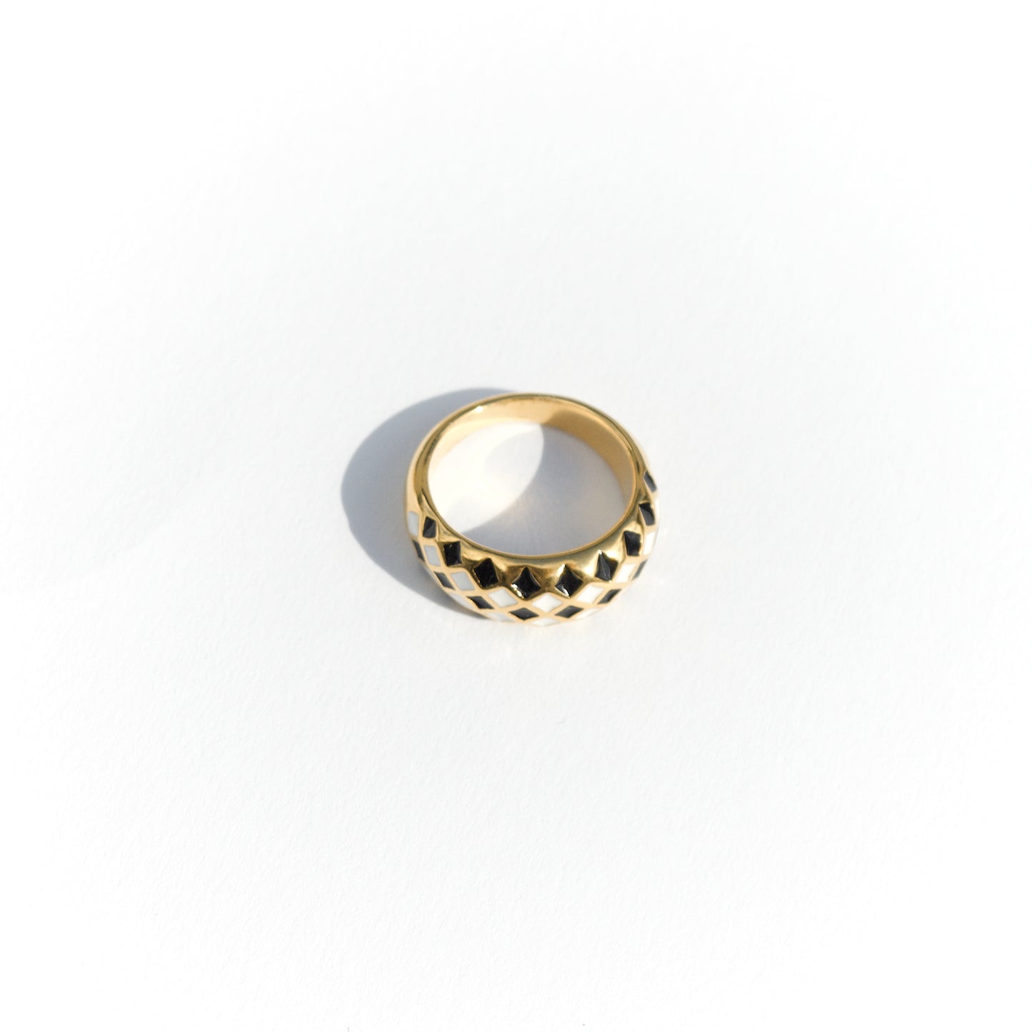 Black and white ring