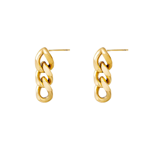 Cuban chain earrings gold
